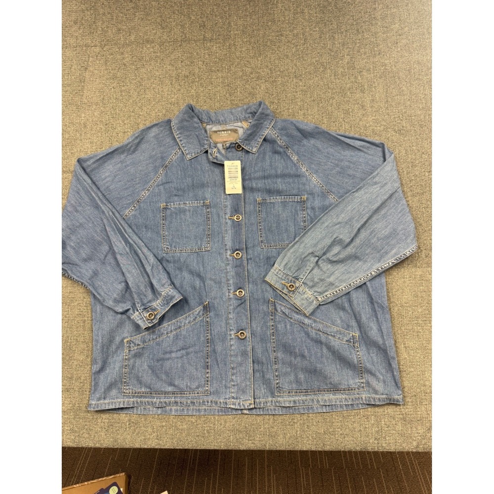 Torrid Denim Raglan Chore Jacket Medium Wash 1X 14-16 100% Cotton 40395189 NEW
